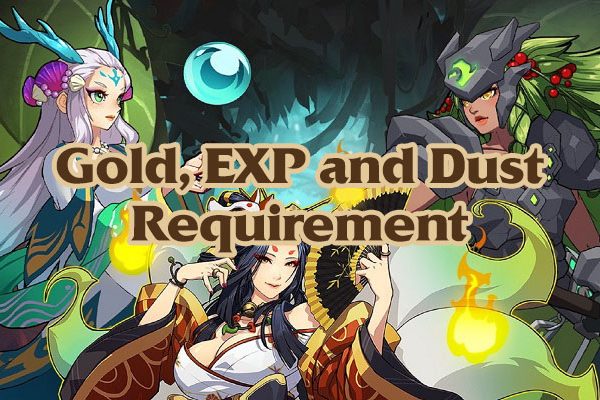 Gold, EXP and Dust Requirement